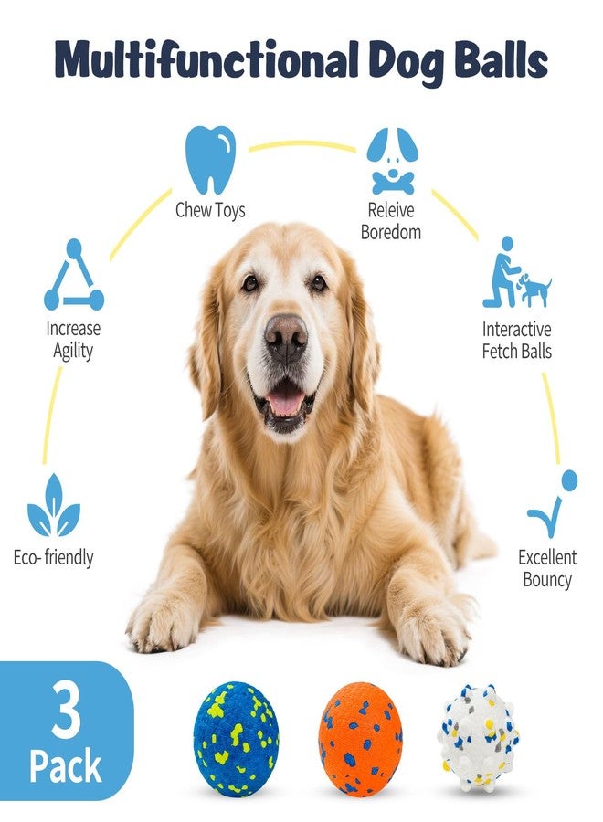 HIPPIH Dog Balls Interactive Tennis Balls for Dogs, Dog Toys for Aggressive Chewers, Tough Puppy Chew Toys for Teething, 3" Fetch Ball Water Toy for Small/Medium Breed, High Bouncy & Floating, 3 Pack - Image 2